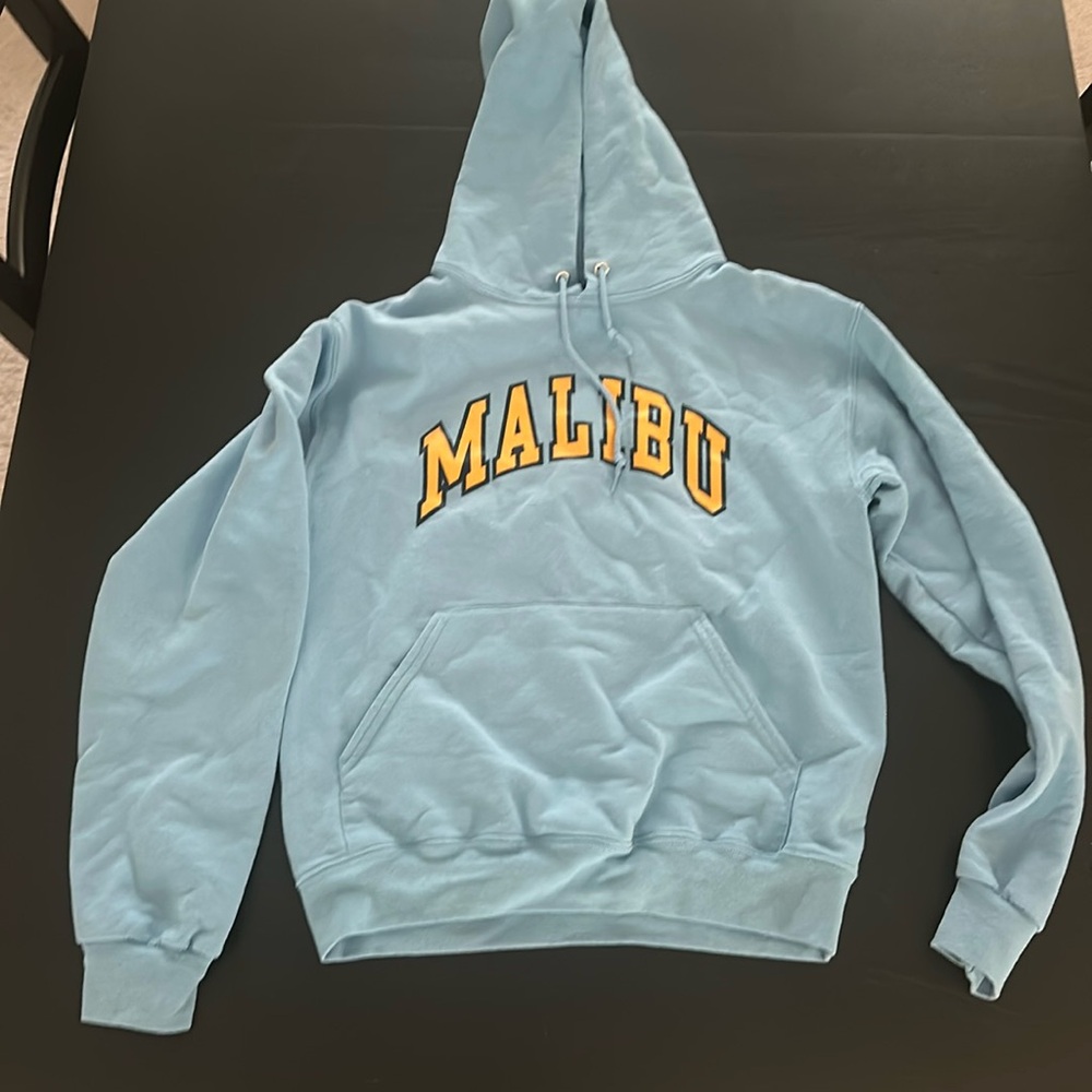 Blue and yellow Malibu hoodie from boathouse size small. Great condition.